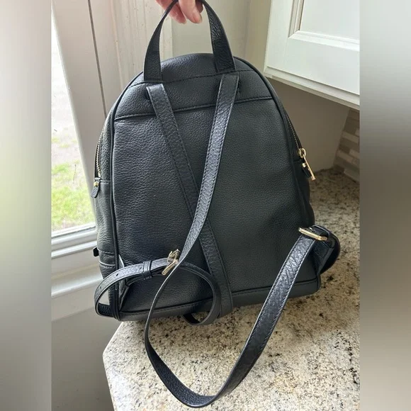 Lk new Michael KORS Black pebble leather Rhea zip Backpack. 3 pockets 1 inside - Picture 8 of 12